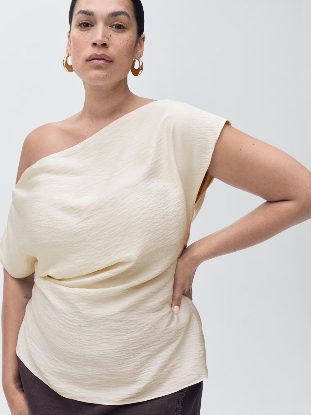 Mango Blouse Asymmetrical Collar